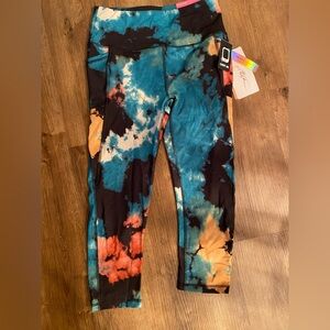 Gottex Womens Tie-Dye Leggings - Blue, Orange, Black